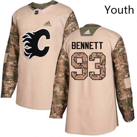 Youth Adidas Calgary Flames 93 Sam Bennett Authentic Camo Veterans Day Practice NHL Jersey